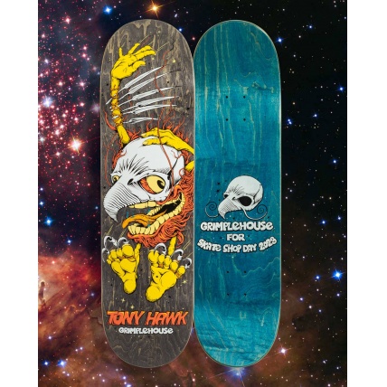Deluxe Skate Shop Day Grimple House Black Bag Skateboard Deck